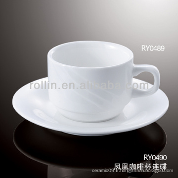 Tasse à café et soucoupe en porcelaine blanche durable et coréenne saine